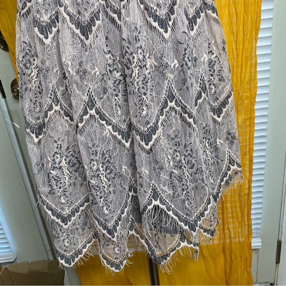 Free People She’s So Lovely Lace Mini Dress Ivory Black Size 2 - Picture 9 of 13